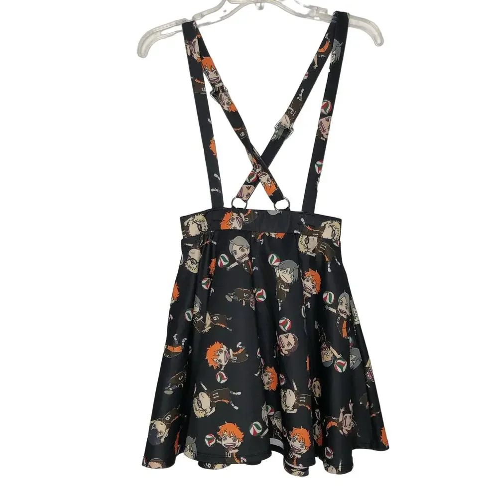 Hot Topic Haikyu!! Chibi Characters Suspender Skater Skirt Jr. S Anime Grunge - Picture 1 of 5
